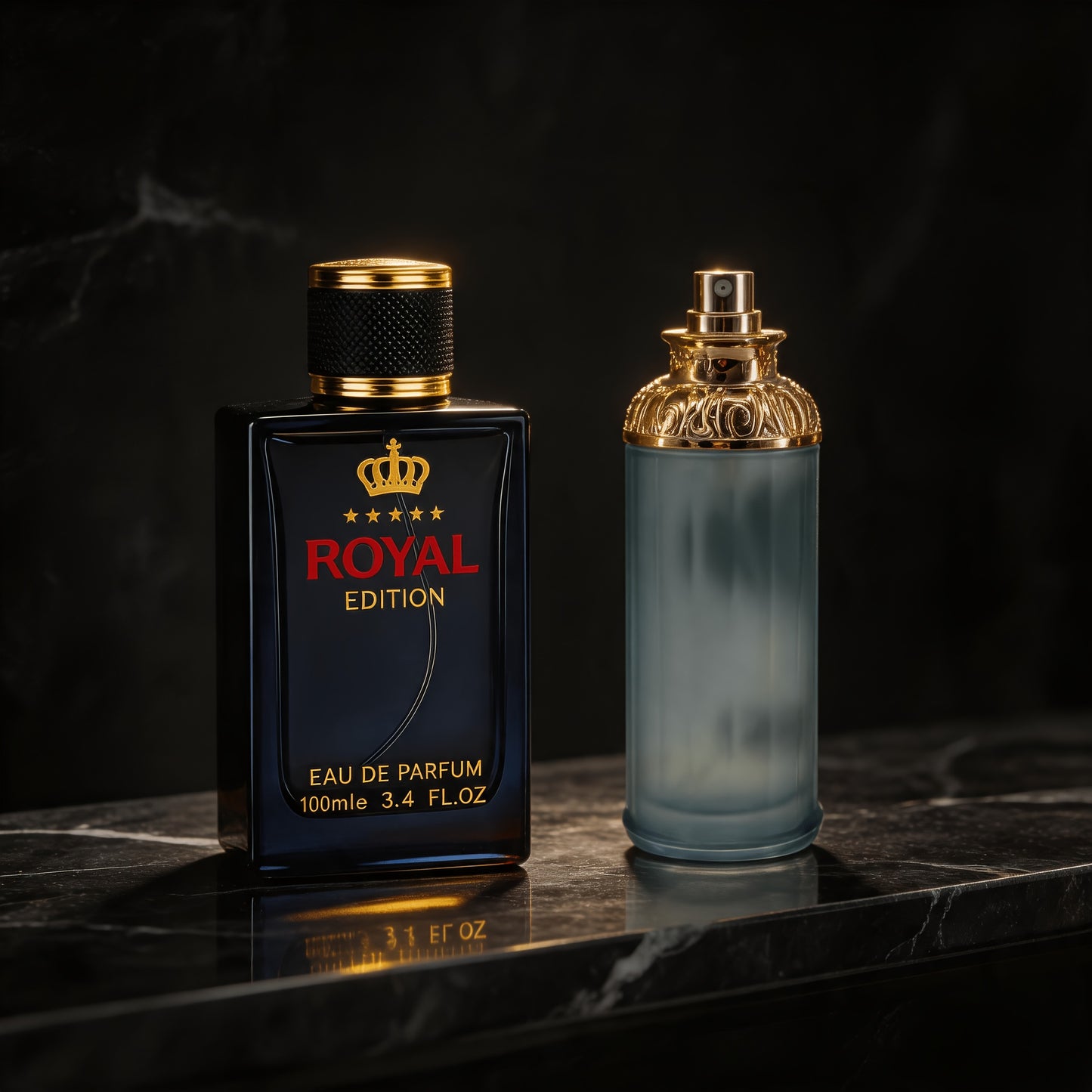3 Duftstile, 2-Flaschen-Kombination, leichtes luxuriöses Herrenduft-Set | Geschnitzte blaue Flasche Ozean-Zeder-Parfüm + Schwarze Flasche Krone Oriental Rose Parfüm + Klare Flasche Fougère Sandelholz-Parfüm | Langanhaltender Duft | Große Kapazität | S