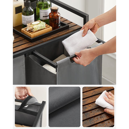 Wäschekorb 2 Fächer, Aufbewahrungsbox，Organizer faltbar, Wäschesammler mit Ablage, Wäschebox, Ordnungssystem Kleiderschrank，2 x 46 L, fur Weihnachts geschenke