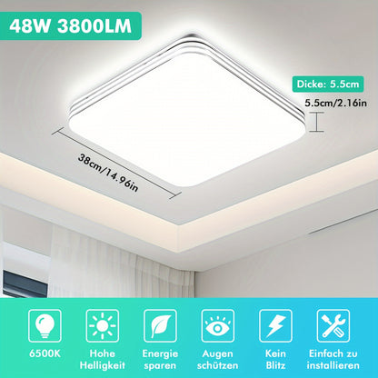 LED-Deckenleuchte quadratische Lampe 18W 24W 36W 48W Kaltweiß 6500k LED-Deckenlampe Innenbeleuchtung für Schlafzimmer Wohnzimmer Küche Heimdekoration AC220V-240V