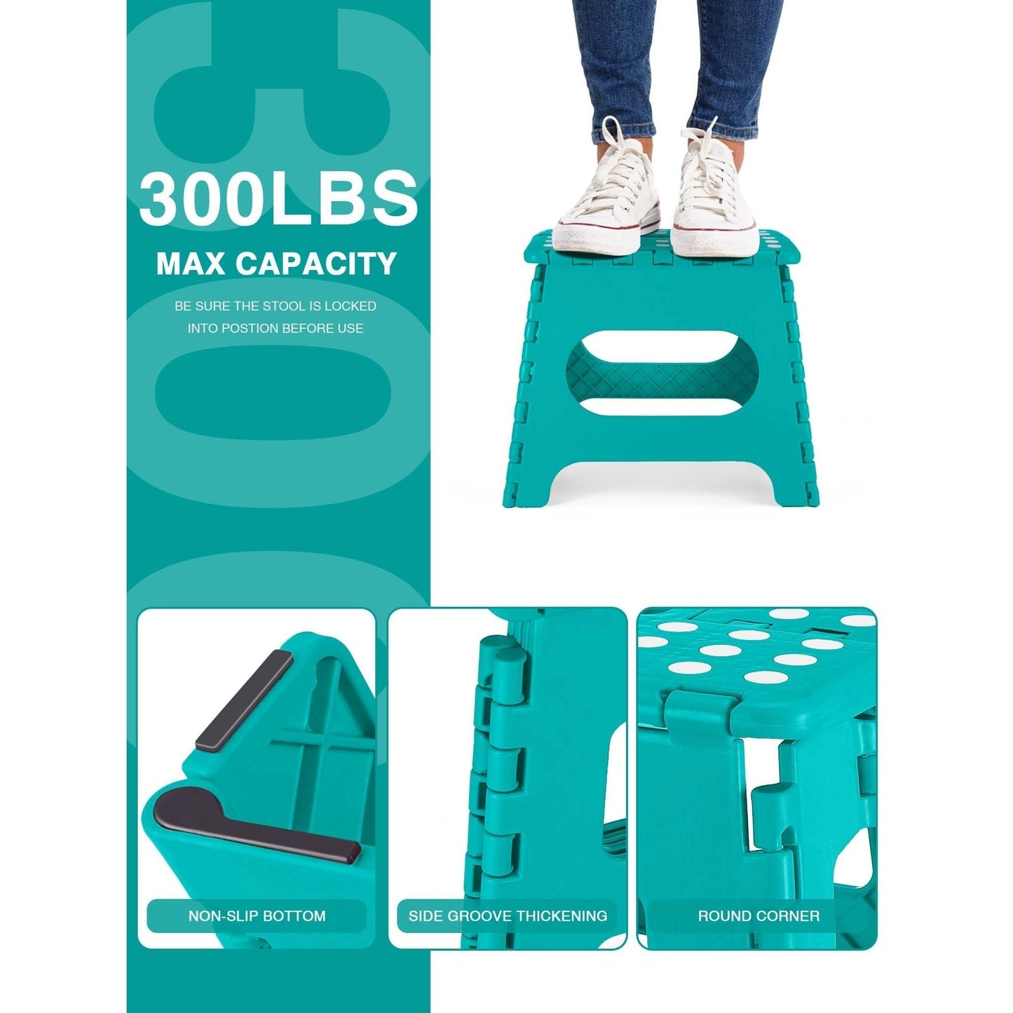 Indoor Kunststoff-Mehrfunktionshocker, Kunststoffhocker für Erwachsene, rutschfeste Hocker für Küche, Badezimmer und Schlafzimmer, Tragfähigkeit bis zu 150 kg.