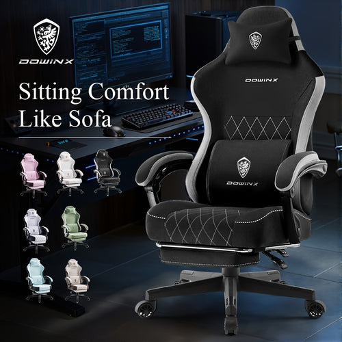 Ergonomischer Bürostuhl mit Taschenfederkern-Kissen  136,08 kg Tragkraft – Atmungsaktives Stoffmaterial, Hochlehnen-Sessel zum Zurücklehnen für Gaming-/Arbeitskomfort, Schwarz, Grau, Pink, Grün  mehr!