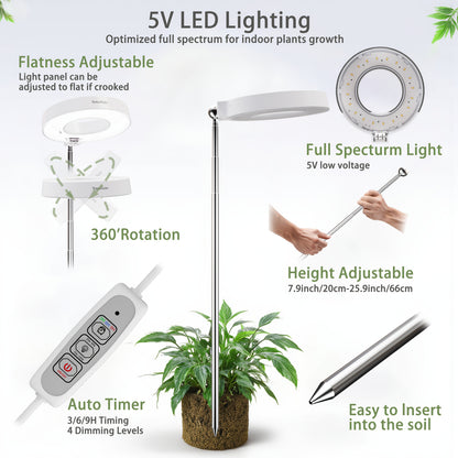 3er-Set LED Pflanzenleuchten | Vollspektrum Wachstumslampe mit automatischem Timer für 3H/6H/9H, 4 dimmbare Stufen, höhenverstellbar 20.32cm-66.04cm, ideal für Sämlinge, Sukkulenten, Kräuter, Hobby-Bewässerungsbereiche, Indoor-Garten - SMEILEAS