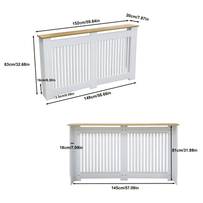 83 cm hoher Heizkörperverkleidungsschrank, dekorativer Heizkörperschutz für Zuhause, Heizkörperverkleidungs-Gitterregalschrank, vertikale Lamellen, verdicktes MDF-Holz, Küchen-Schlafzimmerschrank