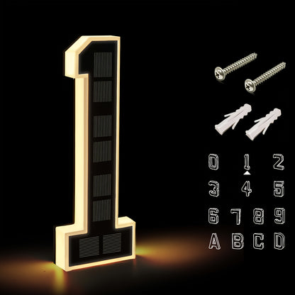 23cm Solar LED Hausnummernschild, LED Digitales Hausnummernlicht, Keine Verkabelung Erforderlich, Einfache Installation, Intelligente Sensor-LED-Leuchten, Ideal zur Kennzeichnung von Häusern, Einkaufszentren  Türadressen