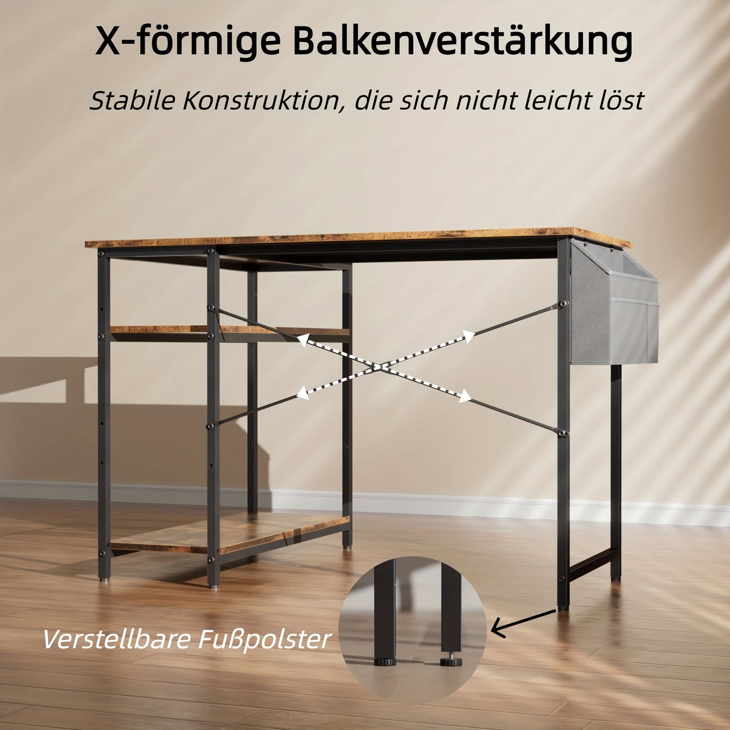 L-förmiger Schreibtisch, 110 x 80 cm Ecktisch, reversibler Büroarbeitsplatz mit Aufbewahrungstasche, einfacher PC-Gaming-Tisch für Homeoffice, Studium, Geschenk für Männer