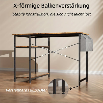 L-förmiger Schreibtisch, 110 x 80 cm Ecktisch, reversibler Büroarbeitsplatz mit Aufbewahrungstasche, einfacher PC-Gaming-Tisch für Homeoffice, Studium, Geschenk für Männer