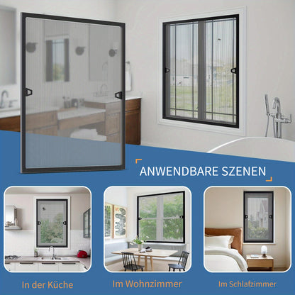 Homelive bohrfreies Fenstergitter mit Rahmen & Montage – Feinmaschiges insektensicheres Fliegengitter passend für Fenster, Moskitonetz, DIY-Montage, für Häuser, Wohnungen, Häuser