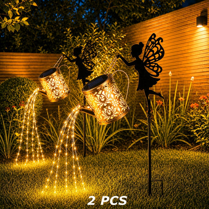 1/2 Stück Gießkanne Solarleuchten für den Außenbereich, Gießkanne Solarleuchten für den Außenbereich mit Haken, IP44 Solar Lichterkette für den Außenbereich, Gartendekoration für Solar Laterne für Hofweg, Balkon, Terrasse, Garten