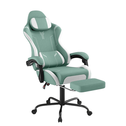 Ergonomischer Gaming-Stuhl mit verstellbarer Lendenwirbelstütze, Kopfstütze, Armlehnen und Fußstütze, geeignet für Büro und PC-Gaming, mit 135° Neigung und einer Traglast von 150 kg