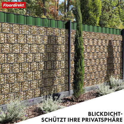 PVC Sichtschutzstreifen für Doppelstabmattenzaun – 35 m Rolle, 19 cm hoch, inkl. 20 Clips, in 3 Farben & 4 Designs erhältlich