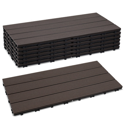 1M² WPC Terrassenfliesen 30X30Cm/60X30Cm UV-beständig für Garten und Balkon /Braun/Tek /Dunkelbraun Geeignet für den Innen- und Außenbereich Wasserdichte Bodenbeläge für Balkon und Terrasse Barfuß Leicht zu montierende Klickfliesen Set mit Drainagefunktio