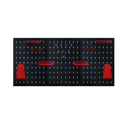Metall-Hakenleiste (120 x 60 x 2 cm) mit 17 Haken – Erweiterbarer Halter mit Haken und Befestigungen für Werkbänke, Werkstätten und als Wandregal, Universalregale