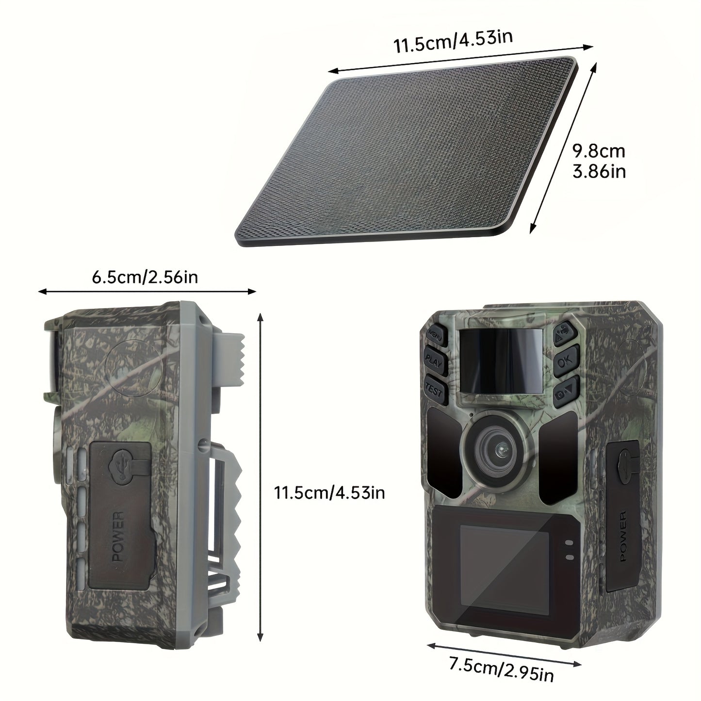 WLAN-Wildkamera Solar-Wildkamera – Wiederaufladbare Wildkamera mit eingebautem 5000-mAh-Akku – 4K 64MP Jagdkamera mit Nachtsicht für Wildtierüberwachung, bewegungsaktiviert, 0,2-s Auslöser, IP67