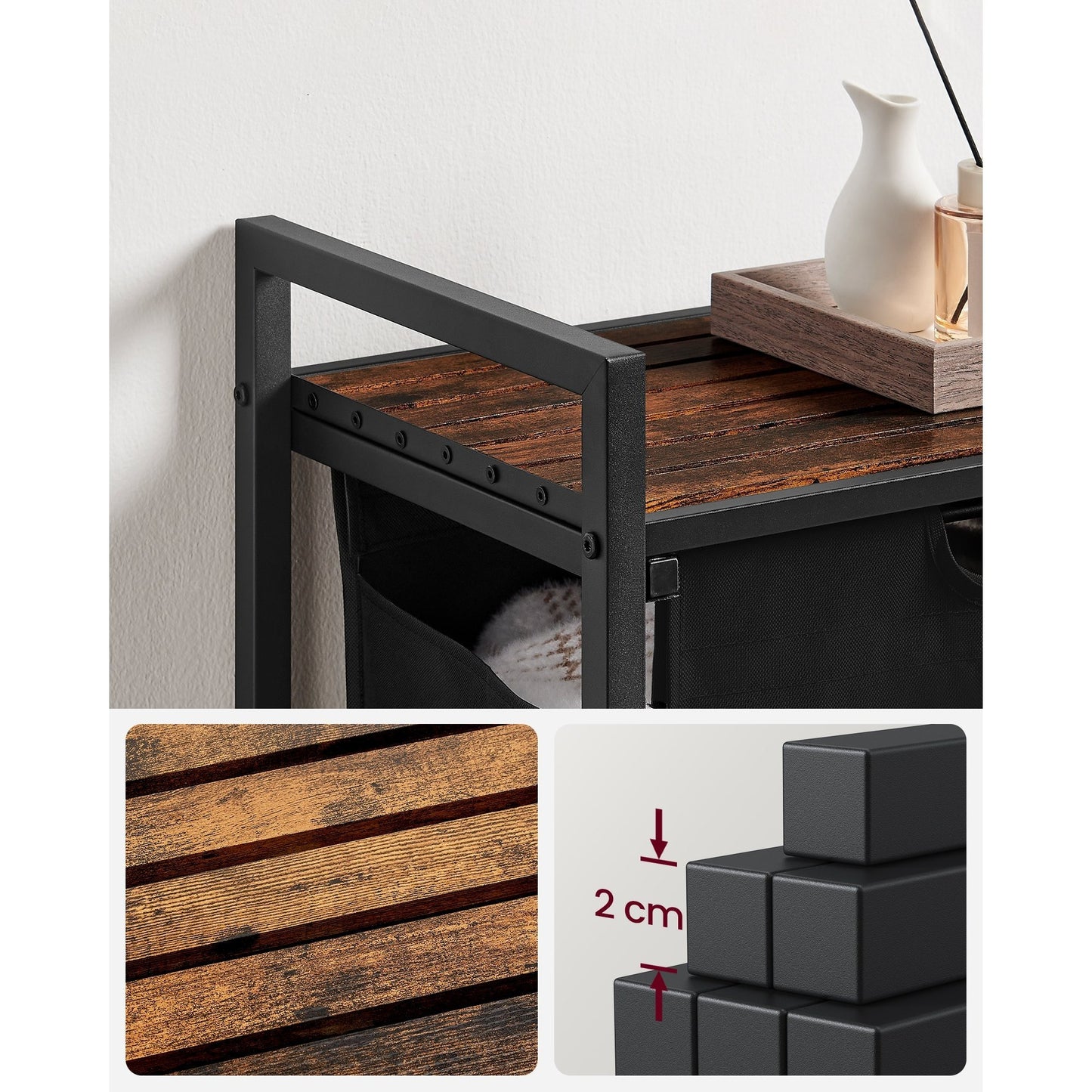 Wäschekorb 2 Fächer, Aufbewahrungsbox，Organizer faltbar, Wäschesammler mit Ablage, Wäschebox, Ordnungssystem Kleiderschrank，2 x 46 L, fur Weihnachts geschenke