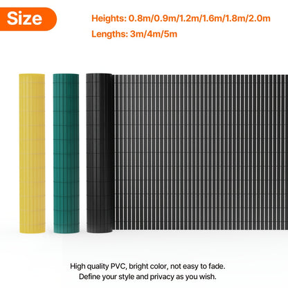 Sichtschutzmatte PVC Sichtschutzzaun mit verstärkten Lamellen 80-200 cm hoch, 300-500 cm lang, Balkon- & Gartensichtschutz ohne Bohren, wetterfest & blickdicht, inkl. Kabelbinder, Windschutz für Terrasse