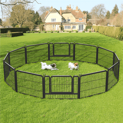Costoffs 80 x 60 cm Hunde Laufstall Welpenlaufstall Freilaufgehege Tierlaufstall mit Tür & Bodenheringe für Indoor & Outdoor