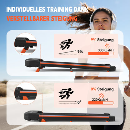 Heim-Laufband mit Multifunktionsdisplay, 12 voreingestellte Programme, leiser DC-Motor, 220-240V, ideal für Indoor-Fitness