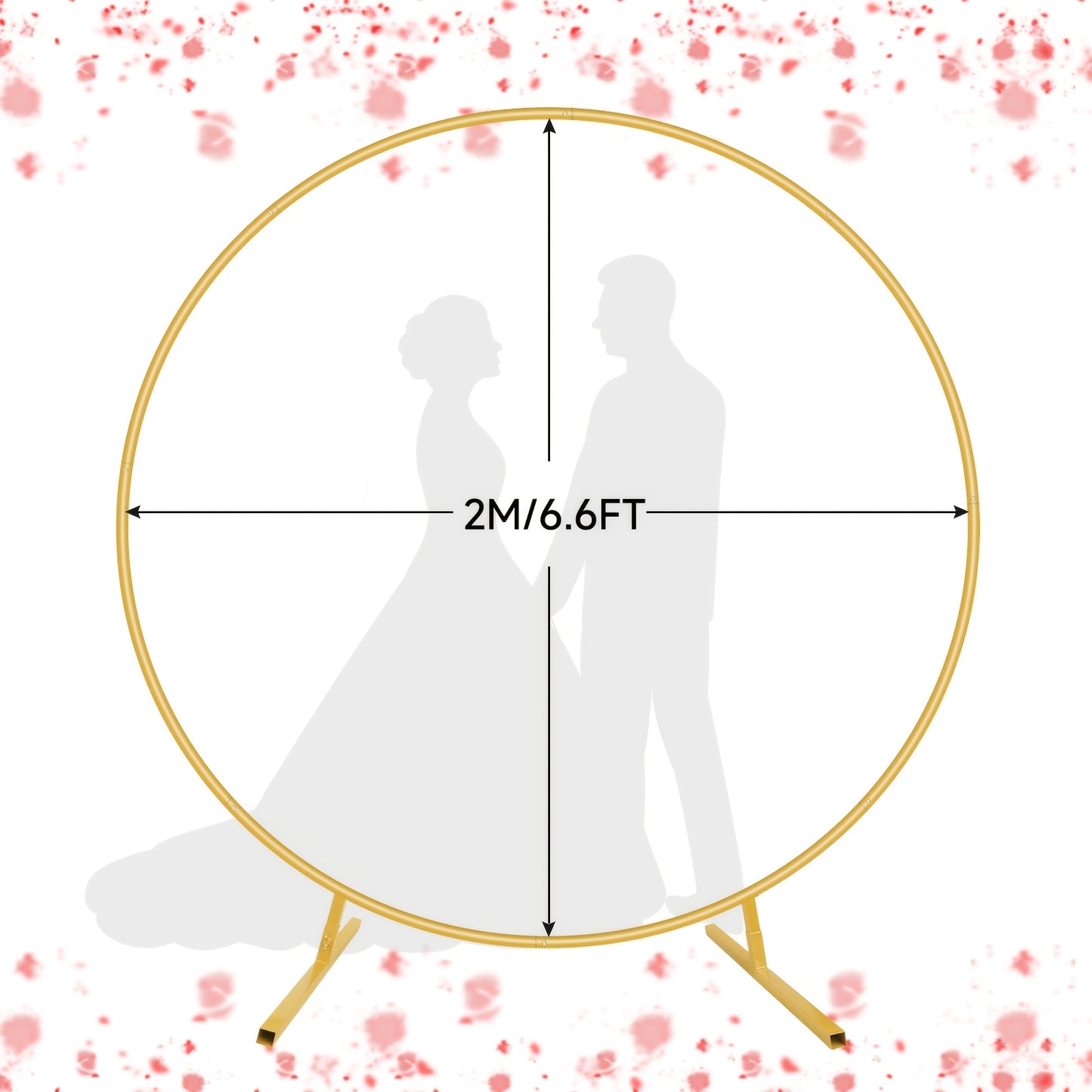 Ballonständer, Runder Rahmen, Ballonbogenständer mit goldenem Metallring, für Hochzeitsdekoration, Runder Bogen für Außendekoration, Geeignet für Hochzeit, Weihnachten und Neujahrsdekoration, Ballonständer Goldenes Metall Hochzeitsbogen Rund