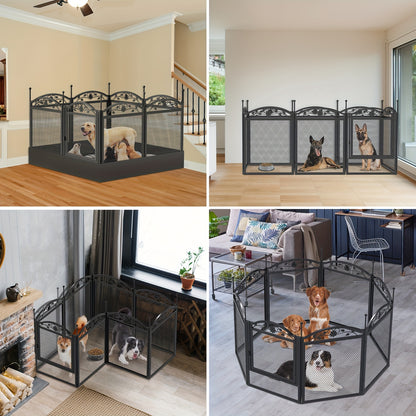Robustes 8-Panel Hunde Laufgitter: Metallzaun für Welpen und Hunde, geeignet für den Innen- und Außenbereich, zusammenklappbares Haustier Laufstall mit Unterlage, ideal für Welpen und Training, inklusive Tür, passend für kleine bis große Hunde