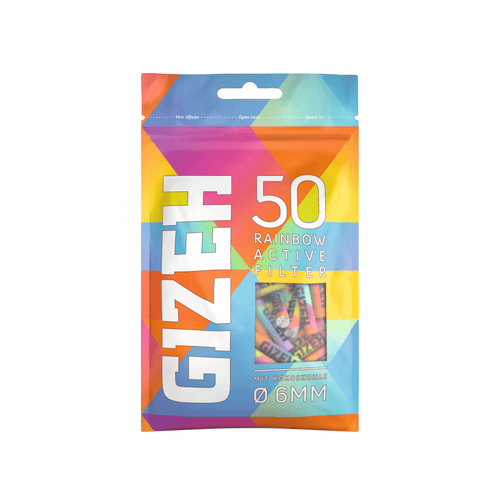 GIZEH Rainbow Aktivfilter Ø 6 mm – 3er Set (3 × 50 Filter) – Farbige Aktivkohlefilter mit Kokoskohle