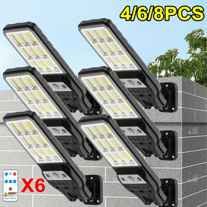 90COB Solar Bewegungsmelder Flutlichter mit Fernbedienung, Intelligente Solar Straßenlaternen für Aussen, 3 Beleuchtungsmodi IP65, Solarbetriebene Sicherheitsstrahler fuer Terrasse Garage Veranda Hof Haustüren Laden Cafe Haus Weihnachtsdeko Lampe, Wandmon