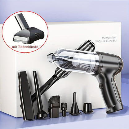 6-in-1 Kompakter kabelloser Handstaubsauger für Fahrzeuge, Leistungsstarke tragbare Saugfunktion, Vielseitig mit Bodenbürste, Langlebiger Akku, Schnelles USB-Aufladen, Starke Leistung, Geeignet für Büro und Zuhause, Kann Staub, Schmutz und Tierhaare aufne
