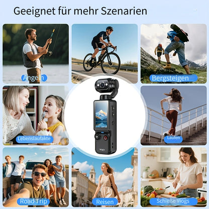 Neues Modell 2,5K Full HD tragbare Sportkamera: 180° drehbares Objektiv & -Verwacklungs-Funktion, 4,83 cm Bildschirm, 2000-mAh-Akku, leicht & tragbar. Ideal für Outdoor-Abenteuer, Reisen & Vlogs, tolles Weihnachts- & Neujahrsgeschenk (ohne Datenkabel)