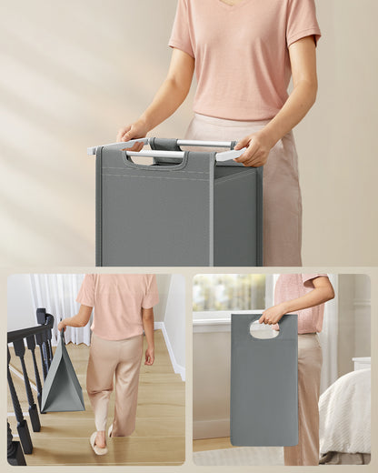 Wäschekorb 2 Fächer, Aufbewahrungsbox，Organizer faltbar, Wäschesammler mit Ablage, Wäschebox, Ordnungssystem Kleiderschrank，2 x 46 L, fur Weihnachts geschenke