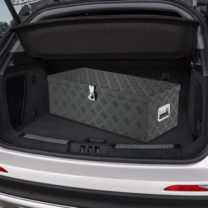 Truckbox Werkzeugkasten Aufbewahrungsbox Aluminiumkoffer Transportbox, Zugvorrichtungskasten für Autoanhänger LKW Nutzfahrzeuge Aufbewahrungsbox Werkzeugkasten Gurtbox Aluminiumbox 38L/60L/80L/170L Schwarz/Silberfarben