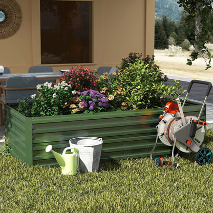 Hochbeet-Set – Pflanzkasten für Gemüse & Blumen im Freien – Rechteckiges Kräuterhochbeet für Garten, Terrasse – Grün/Schwarz/Silbrig – 4 Größen wählbar