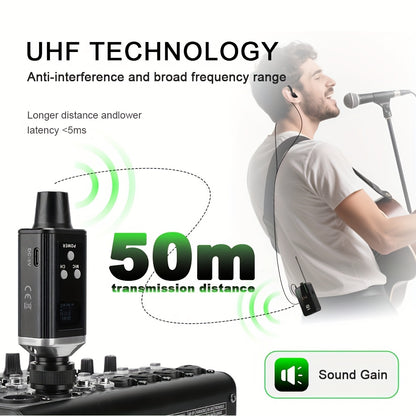 Das LMBGM AR9 Pro UHF Wireless Charging In-Ear Monitoring System bietet Multi-Channel-Funktionalität mit 16 wählbaren Signalkanälen und ist somit ideal für Sänger, Bands und Live-Auftritte.
