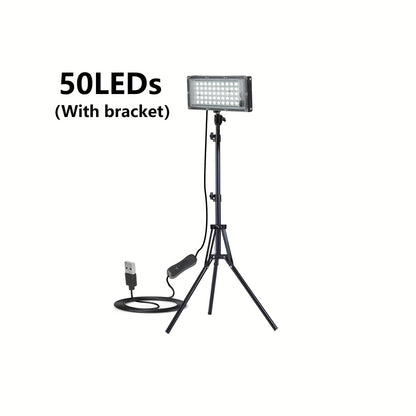 144/96/50 LEDs Arbeitsleuchte Bar Halterung, 6000K, DC 5V, Einstellbarer Lichtwinkel, USB-Stecker Plug & Play, mit Schalter und 150/200 cm Stromkabel, Tragbares Stativ Flutlicht, Geeignet für Baustelle Werkstatt Garage Gebäude