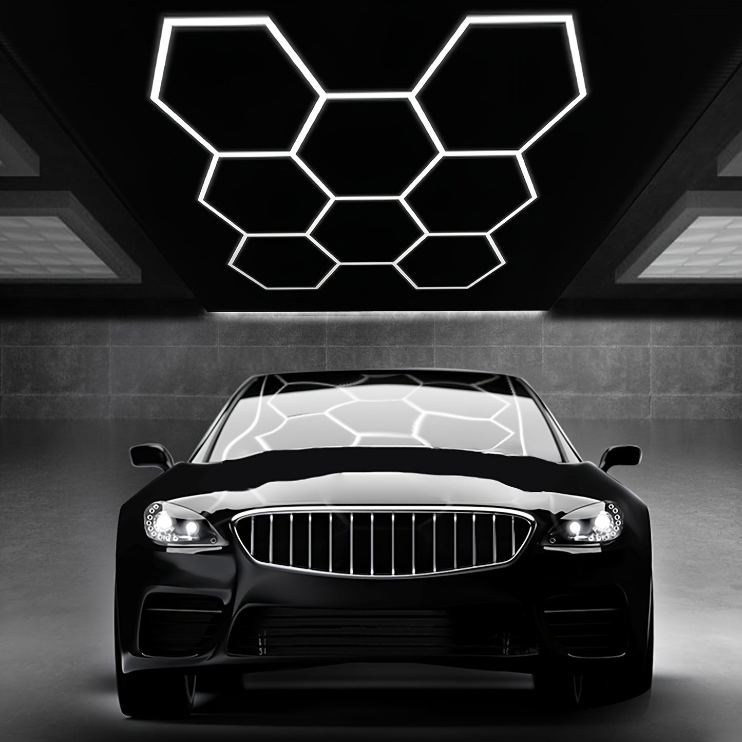 5/8er Pack Sechseckige LED Deckenleuchten - 280W 33600LM Ultra Helle Kaltweiß 6500K, Moderne Außenbeleuchtung für Garage, Werkstatt, Studio, Autowerkstatt - Leistungsdauer, Einfache Installation, Montage
