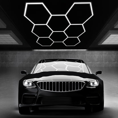 5/8er Pack Sechseckige LED Deckenleuchten - 280W 33600LM Ultra Helle Kaltweiß 6500K, Moderne Außenbeleuchtung für Garage, Werkstatt, Studio, Autowerkstatt - Leistungsdauer, Einfache Installation, Montage