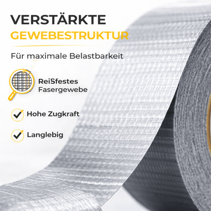 TK 4x Panzertape Tank Tape 2.0 – Gewebeklebeband 50 m x 50 mm – ultrastarkes Duct Tape silber – witterungsbeständiges Reparaturband