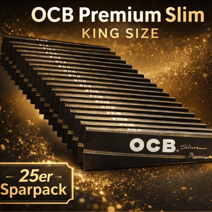OCB Premium Slim King Size Rolling Papers – 25 Heftchen Sparpack | Ultrafeines Papier | Langsam brennend | Original OCB Drehpapier