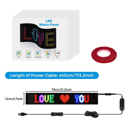 1 Stk. Scrollende RGB Werbe-LED-Schilder, weich und faltbar, hell und mit USB-Anschluss, LED-Modul mit APP-Steuerung, Musikmodus, einstellbare Helligkeit, optionale Textanimation, Graffiti-Design verfügbar für Geschäftsgeschenke