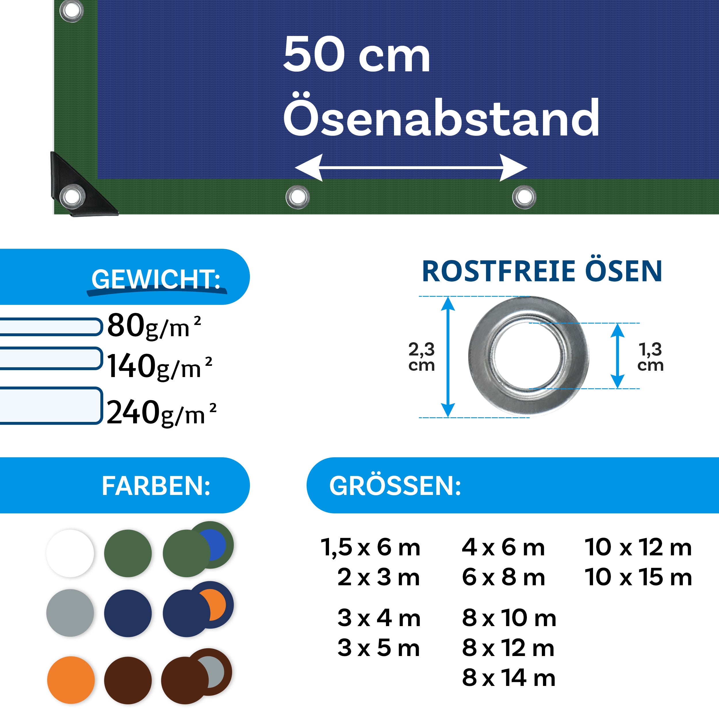 Abdeckplane, wasserdicht für Garten und Terrasse – Detailansicht 2