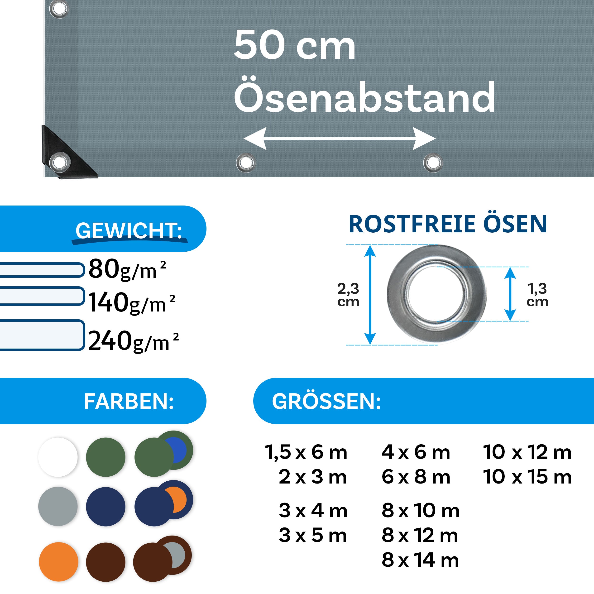 Abdeckplane, wasserdicht für Garten und Terrasse – Detailansicht 22