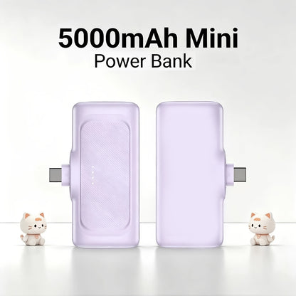 22.5W Schnelllade Powerbank, 5000mAh Mini Powerbank, USB-C Powerbank, USB Typ-C, Dual-Mode Stromversorgung, Wiederaufladbarer Lithium-Polymer-Akku, Geeignet für iPhone 16/15 Serie und Android Geräte, Notfall-Ladefunktion