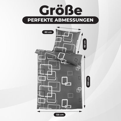 Bettwäsche 135x200 4teilig - Bettwäsche Set Allergiker geeignet - Bettbezug 135 x 200 & Kissenbezug 80x80 | modern & hochwertig