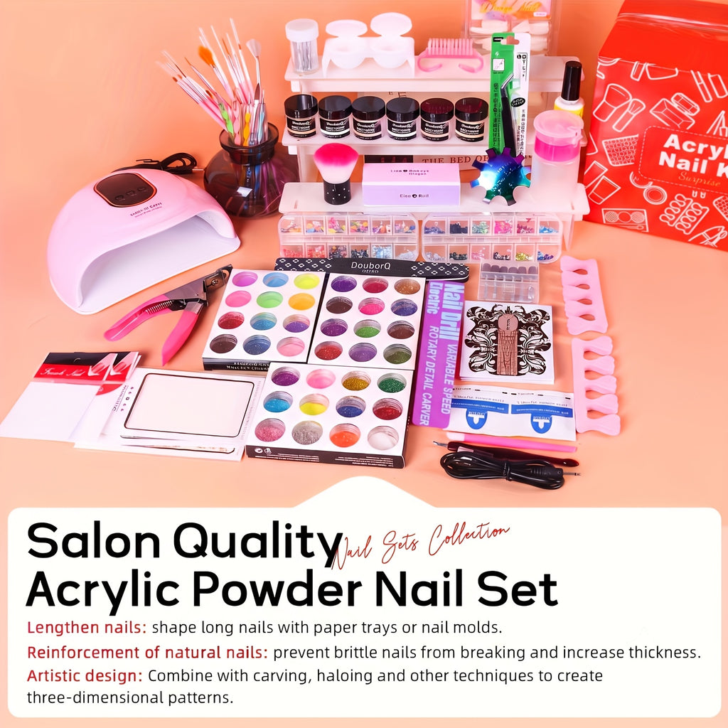 Acryl Nagelset, LED-Beleuchtung für Anfänger mit Nude und Nagelverlängerung – Detailansicht 5