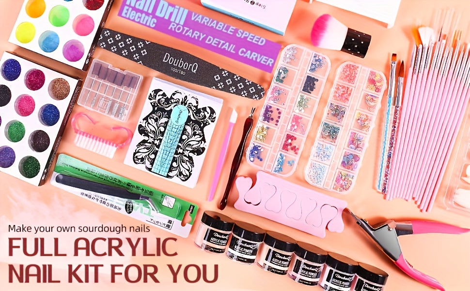 Acryl Nagelset, LED-Beleuchtung für Anfänger mit Nude und Nagelverlängerung – Detailansicht 8