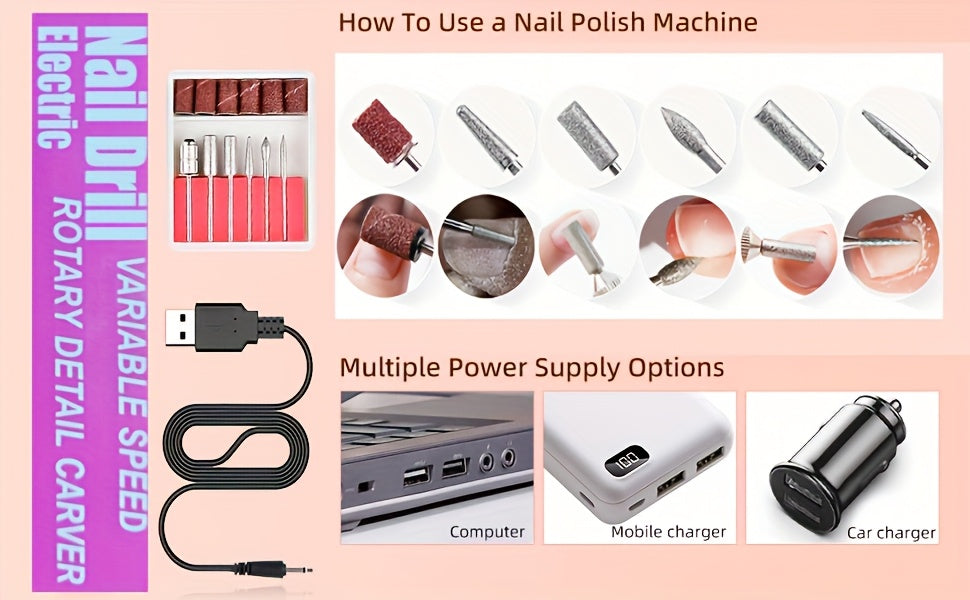 Acryl Nagelset, LED-Beleuchtung für Anfänger mit Nude und Nagelverlängerung – Detailansicht 12