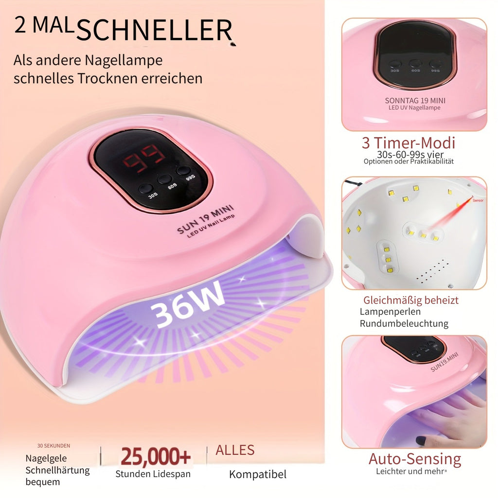 Acryl Nagelset, LED-Beleuchtung für Anfänger mit Nude und Nagelverlängerung – Detailansicht 15