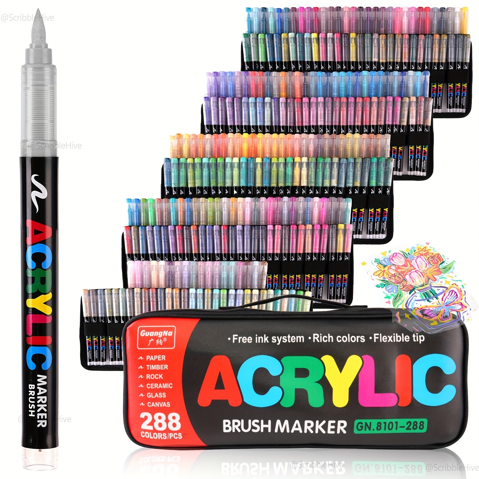 Acrylmarker, Guangna Neues Acryl-Marker-Stift-Set mit 288/240 für Hobby und Kreativprojekte – Detailansicht 5