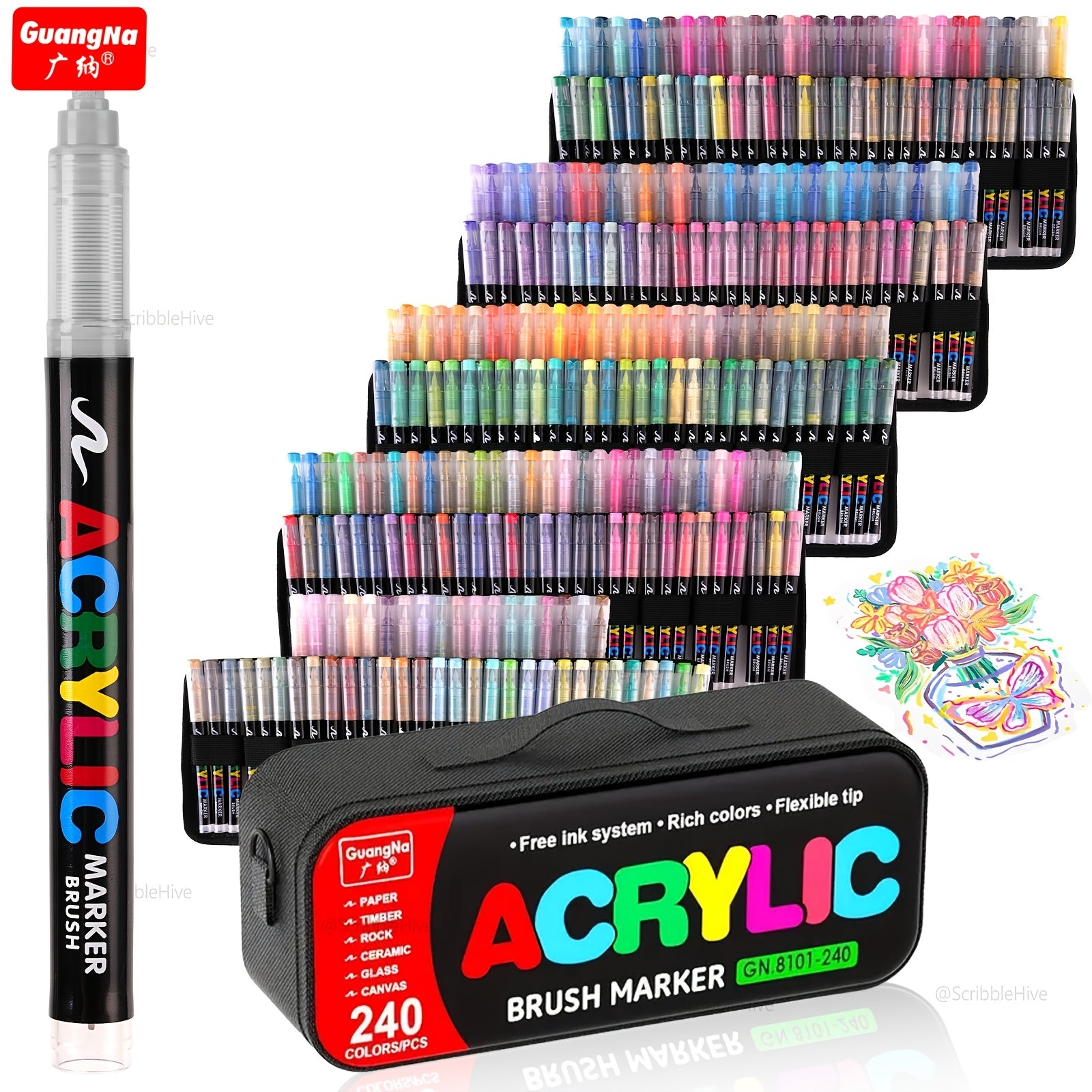 Acrylmarker, Guangna Neues Acryl-Marker-Stift-Set mit 288/240 für Hobby und Kreativprojekte – Detailansicht 7