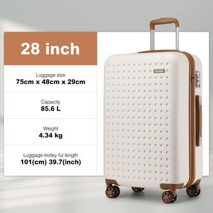 2/4-teiliges 24-Zoll 28-Zoll Gepäckset, blauer Polka Dot ABS+PC Hartschalen-Koffer mit TSA-Schloss, Reise Camping Schulanfang Geschenk