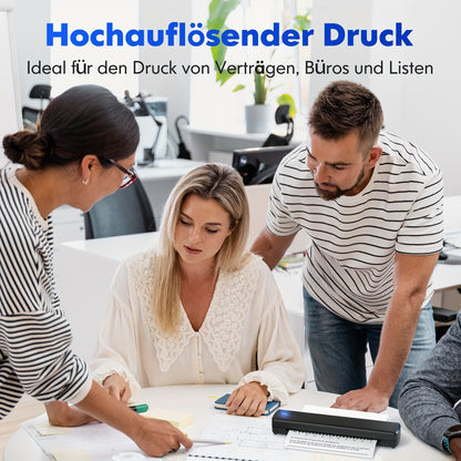 Tragbarer drahtloser Thermodrucker-D810B, geeignet für Android/iOS-Smartphones & Laptops, drahtloser Thermopapierdrucker, kompatibel mit Tätowiermaschinen, kompatibel mit A4- & US-Letter-Papier, sofortiges mobiles Druckgerät für den Einsatz unterwegs