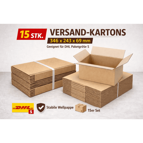 Versand-Verpackungs-Karton Faltkarton/ Braune Wellpappe-Boxen Set 15STK 346x243x69mm Geeignet für DHL S/ Braune Wellpappe-Postkartons